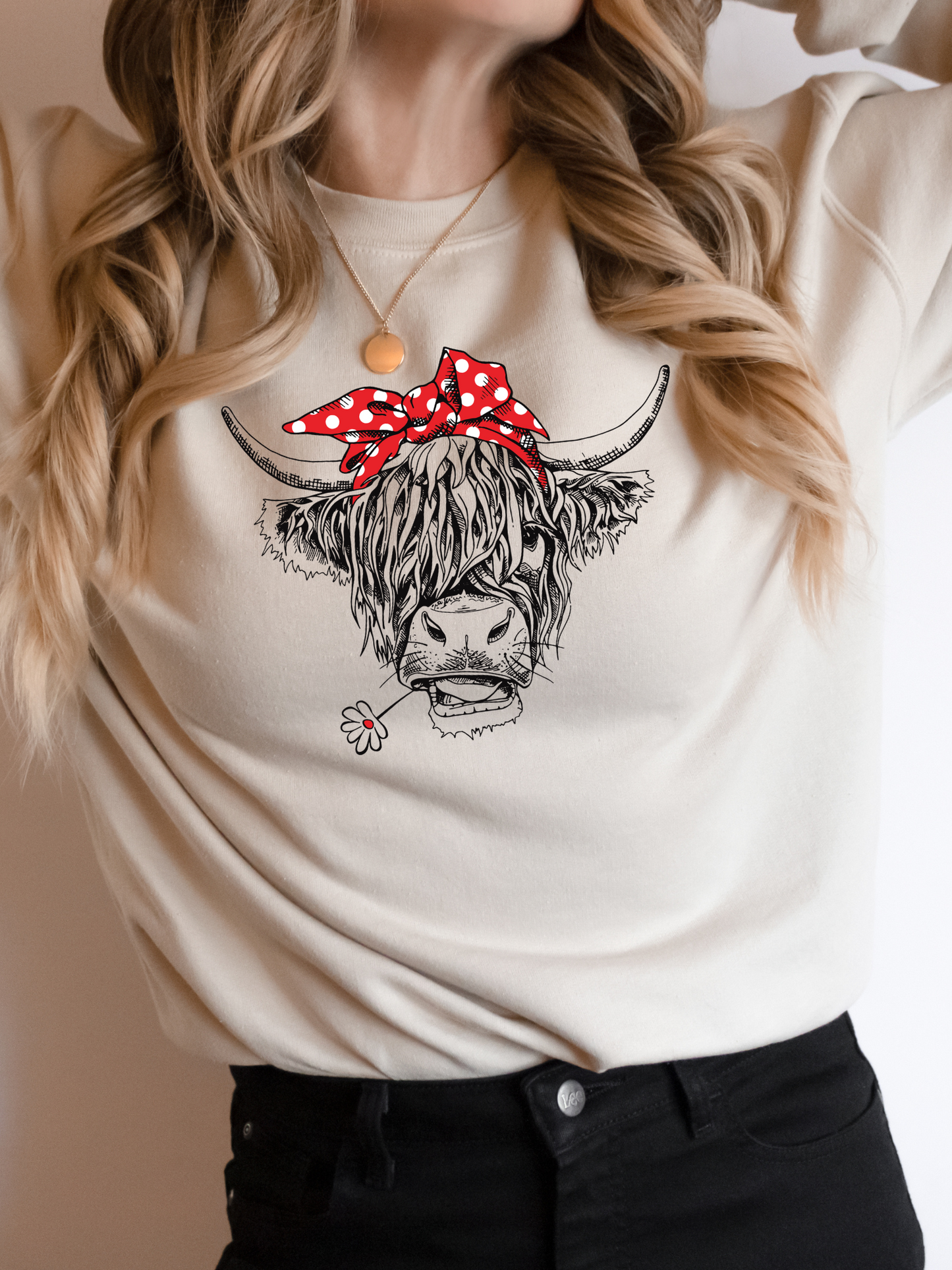 Red Bow Cow Sweatshirt | Bow Cow Sweatshirt | worthylovedforgiven