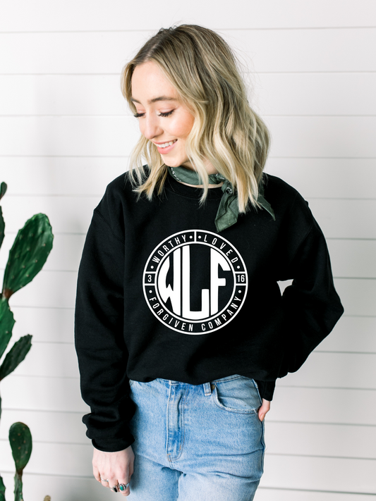 Worthy Loved & Forgiven Black Crewneck